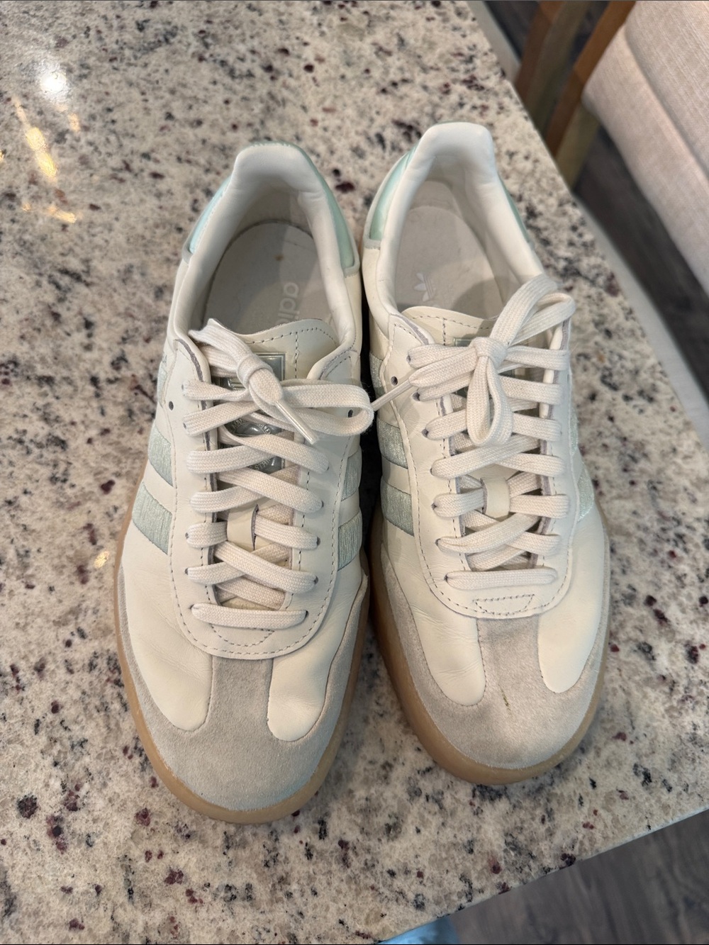 Adidas Mint Green & White Samba Shoes